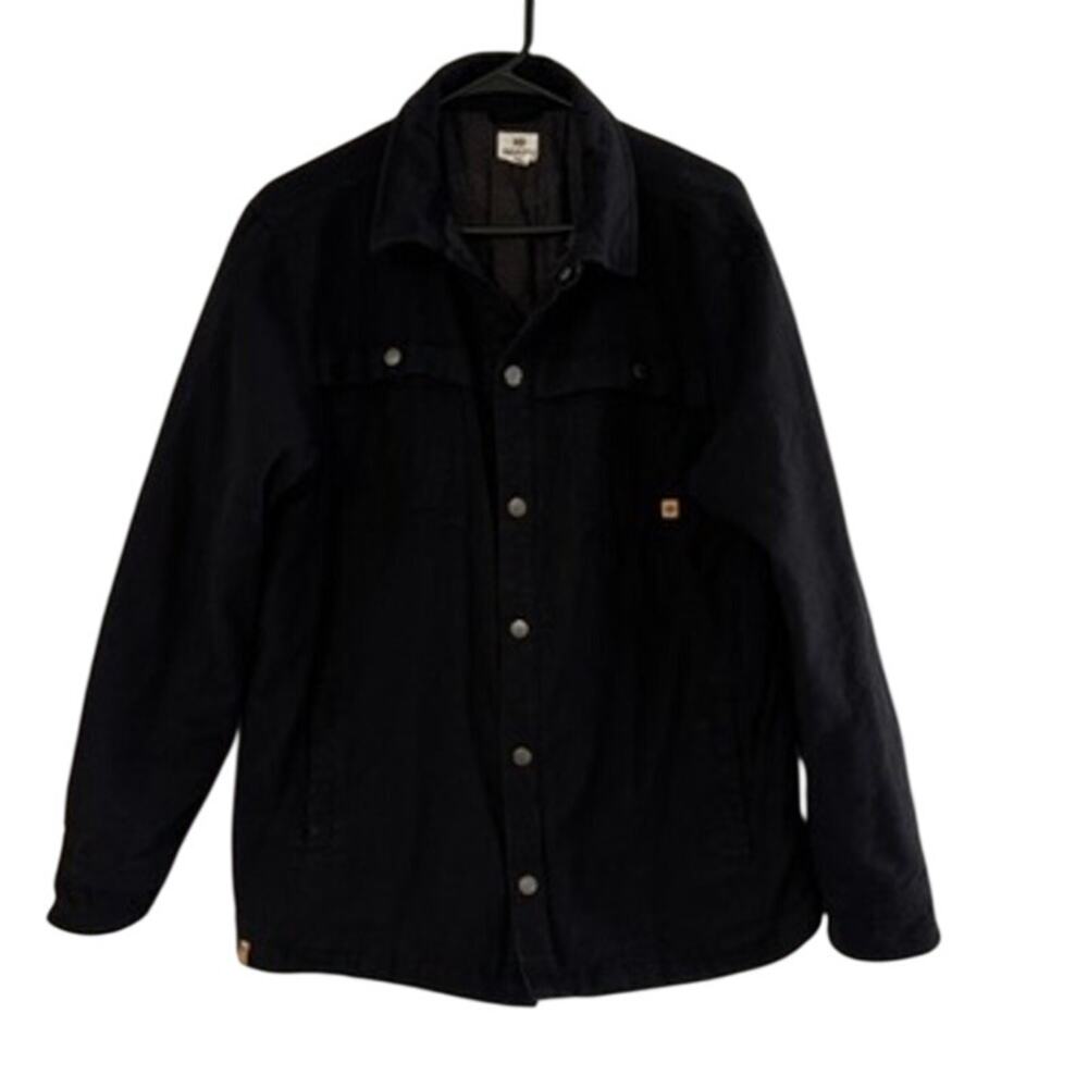 Tentree Mens Black Jacket Large Cotton Hemp Blend Button Front Utility Coat